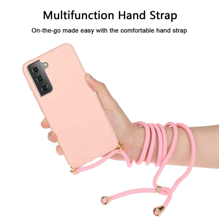 For Samsung Galaxy A15 5G Wheat Straw Material + TPU Phone Case with Lanyard(Pink) - Galaxy Phone Cases by buy2fix | Online Shopping UK | buy2fix