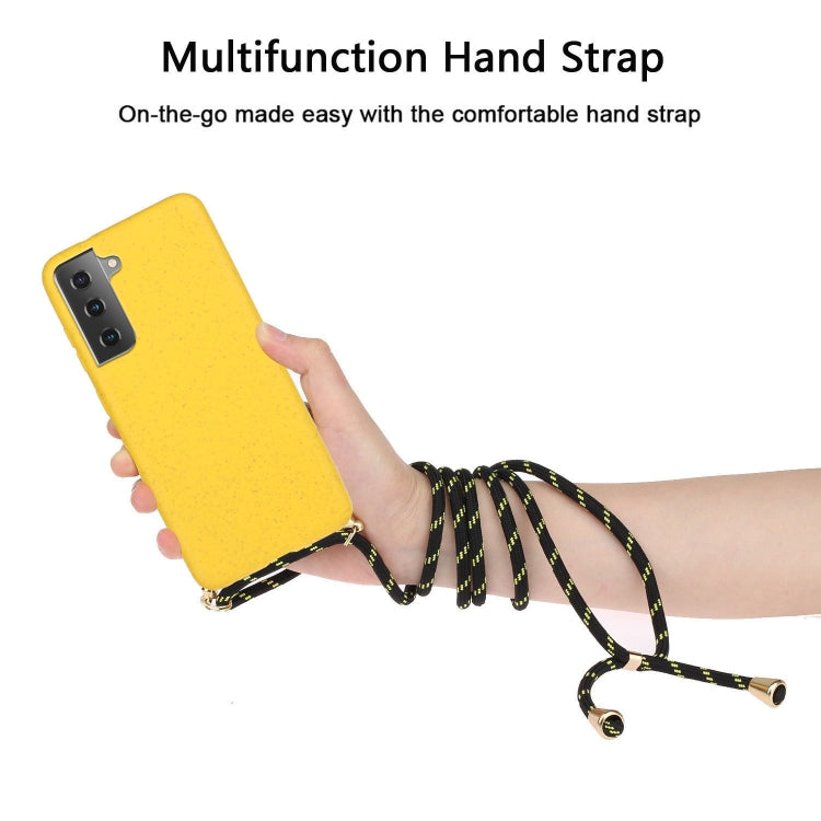 For Samsung Galaxy S24 5G Wheat Straw Material + TPU Phone Case with Lanyard(Yellow) - Galaxy S24 5G Cases by buy2fix | Online Shopping UK | buy2fix