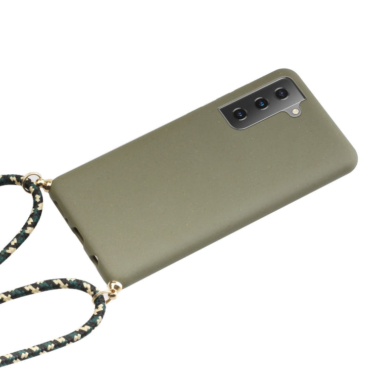 For Samsung Galaxy S24 5G Wheat Straw Material + TPU Phone Case with Lanyard(Army Green) - Galaxy S24 5G Cases by buy2fix | Online Shopping UK | buy2fix