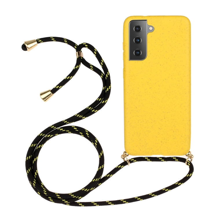 For Samsung Galaxy S24+ 5G Wheat Straw Material + TPU Phone Case with Lanyard(Yellow) - Galaxy S24+ 5G Cases by buy2fix | Online Shopping UK | buy2fix