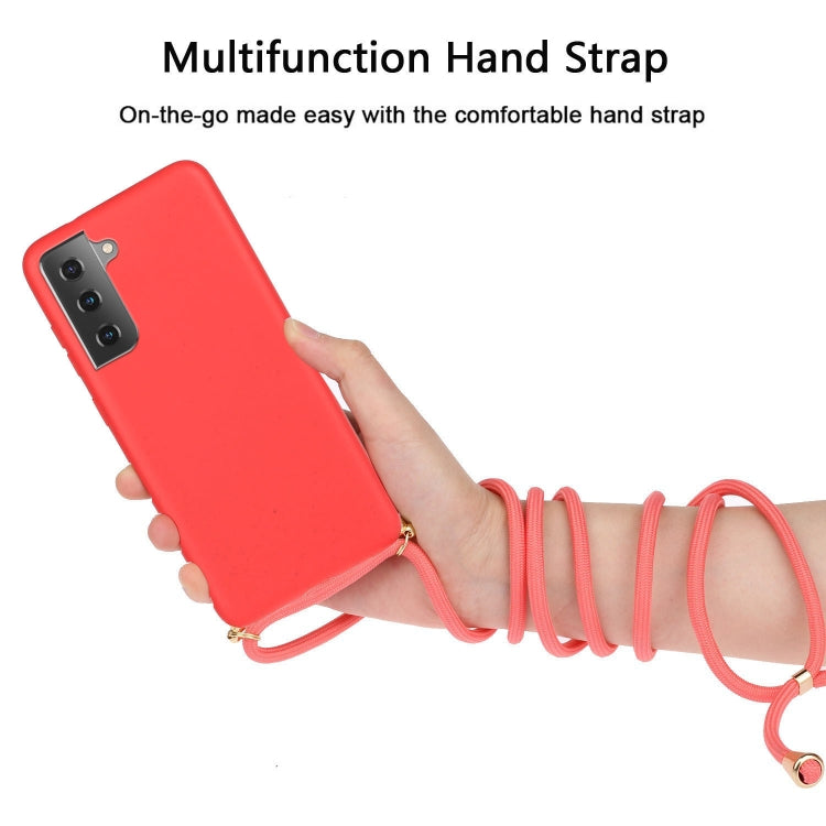 For Samsung Galaxy S24+ 5G Wheat Straw Material + TPU Phone Case with Lanyard(Red) - Galaxy S24+ 5G Cases by buy2fix | Online Shopping UK | buy2fix