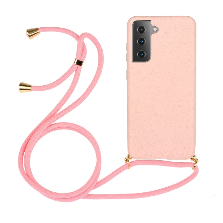 For Samsung Galaxy A35 5G Wheat Straw Material + TPU Phone Case with Lanyard(Pink) - Galaxy Phone Cases by buy2fix | Online Shopping UK | buy2fix