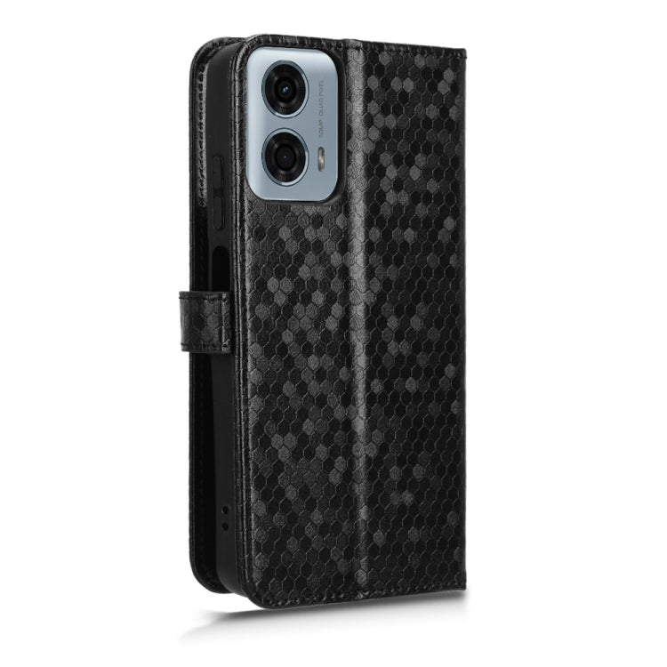 For Motorola Moto G Power 5G 2024 Honeycomb Dot Texture Leather Phone Case(Black) - Motorola Cases by buy2fix | Online Shopping UK | buy2fix