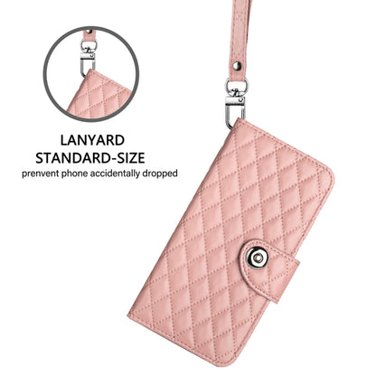 For Google Pixel 9 / Pixel 9 Pro Rhombic Texture Flip Leather Phone Case with Lanyard(Coral Pink) - Google Cases by buy2fix | Online Shopping UK | buy2fix