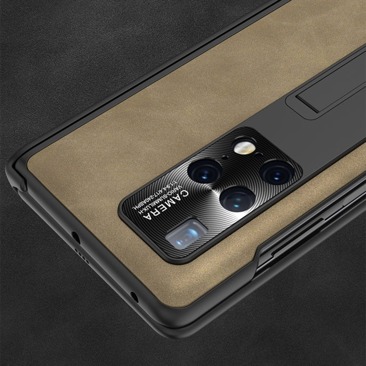 For Huawei Mate X2 GKK Integrated Frosted Fold Hinge Privacy Leather Phone Case with Holder(Brown) - Huawei Cases by GKK | Online Shopping UK | buy2fix