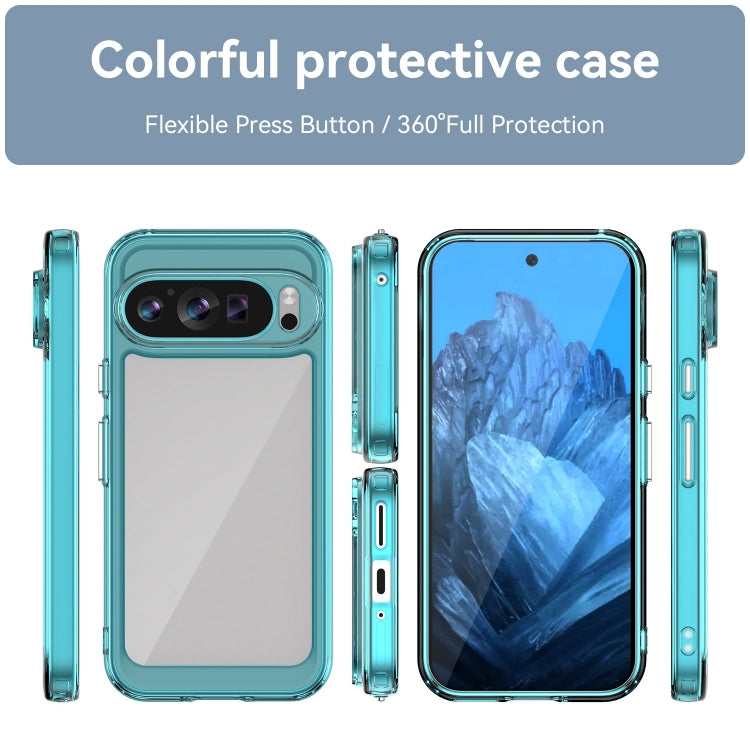 For Google Pixel 9 Colorful Series Acrylic Hybrid TPU Phone Case(Transparent Blue) - Google Cases by buy2fix | Online Shopping UK | buy2fix