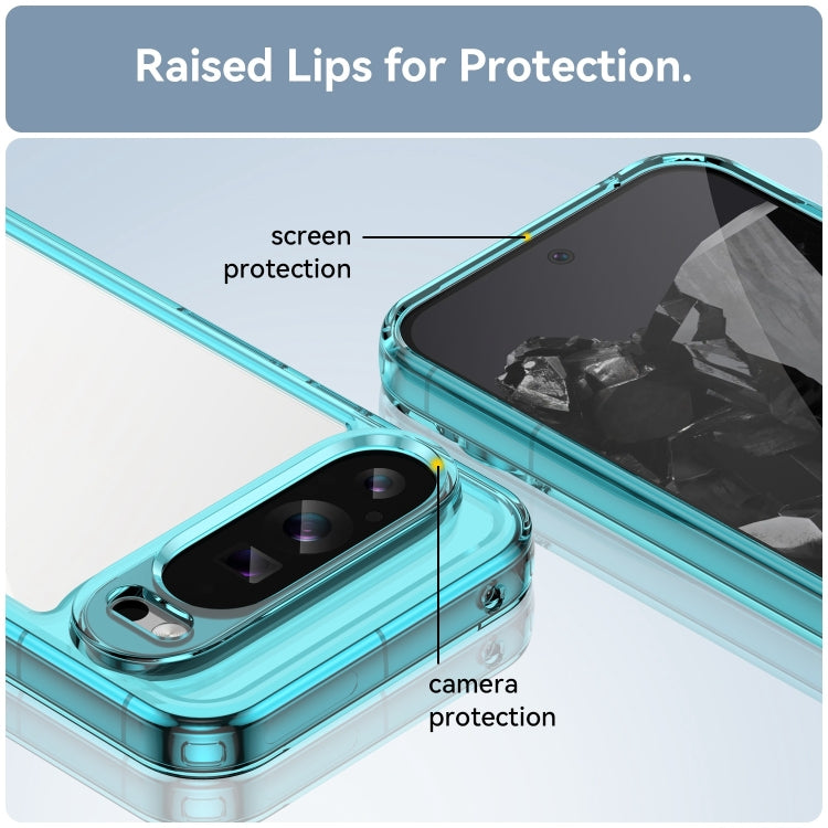 For Google Pixel 9 Pro Colorful Series Acrylic Hybrid TPU Phone Case(Transparent Blue) - Google Cases by buy2fix | Online Shopping UK | buy2fix