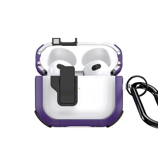 For AirPods 3 DUX DUCIS PECN Series Split Two-color Transparent Earphone Case with Hook(Purple Black) - For AirPods 3 by DUX DUCIS | Online Shopping UK | buy2fix