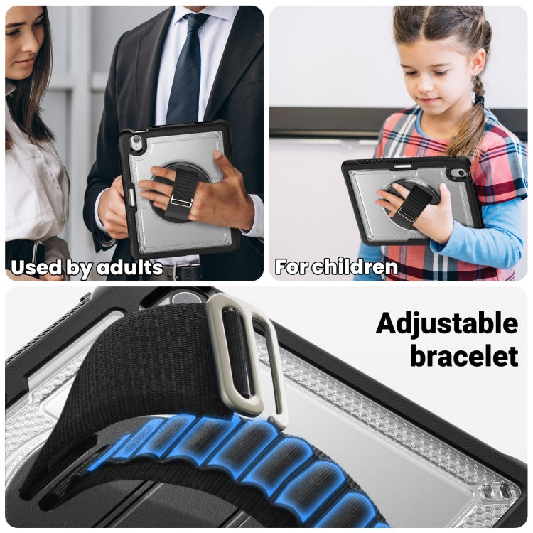 For iPad Air 11 2024 Honeycomb Hand Grip Turntable Stand Tablet Case(Transparent) - iPad Air 11 2024 Cases by buy2fix | Online Shopping UK | buy2fix