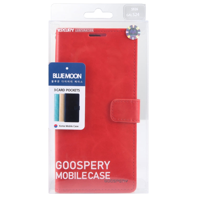 For Samsung Galaxy S24 5G GOOSPERY BLUE MOON Crazy Horse Texture Leather Phone Case(Red) - Galaxy S24 5G Cases by GOOSPERY | Online Shopping UK | buy2fix