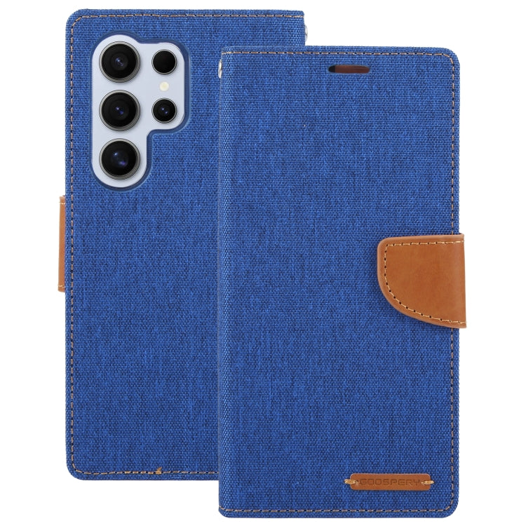 For Samsung Galaxy S24 Ultra 5G GOOSPERY CANVAS DIARY Fabric Texture Flip Leather Phone Case(Blue) - Galaxy S24 Ultra 5G Cases by GOOSPERY | Online Shopping UK | buy2fix