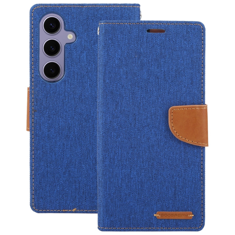 For Samsung Galaxy S24 5G GOOSPERY CANVAS DIARY Fabric Texture Flip Leather Phone Case(Blue) - Galaxy S24 5G Cases by GOOSPERY | Online Shopping UK | buy2fix