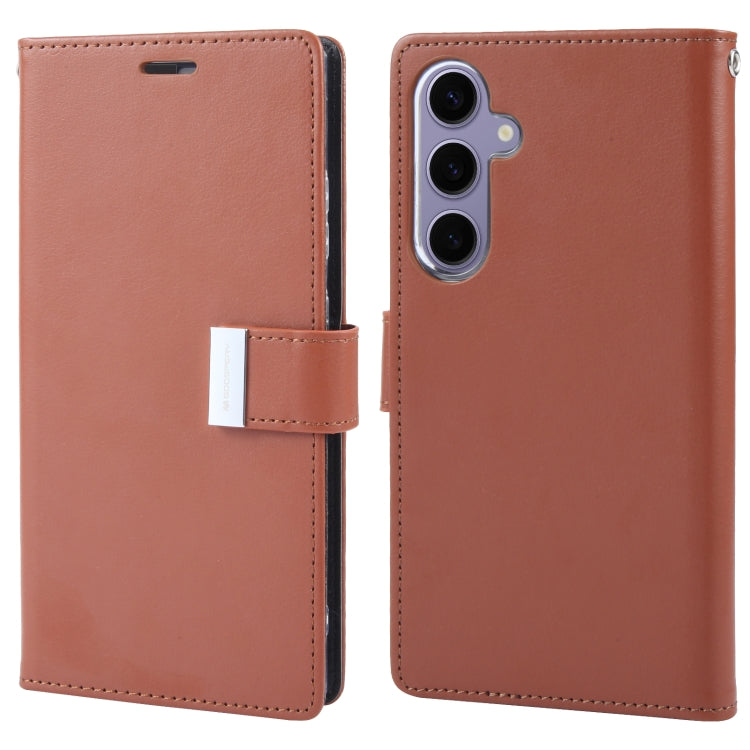 For Samsung Galaxy S24 5G GOOSPERY RICH DIARY Crazy Horse Texture Leather Phone Case(Brown) - Galaxy S24 5G Cases by GOOSPERY | Online Shopping UK | buy2fix