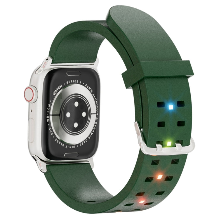 For Apple Watch Ultra 2 49mm Luminous Colorful Light Silicone Watch Band(Green) - Watch Bands by buy2fix | Online Shopping UK | buy2fix