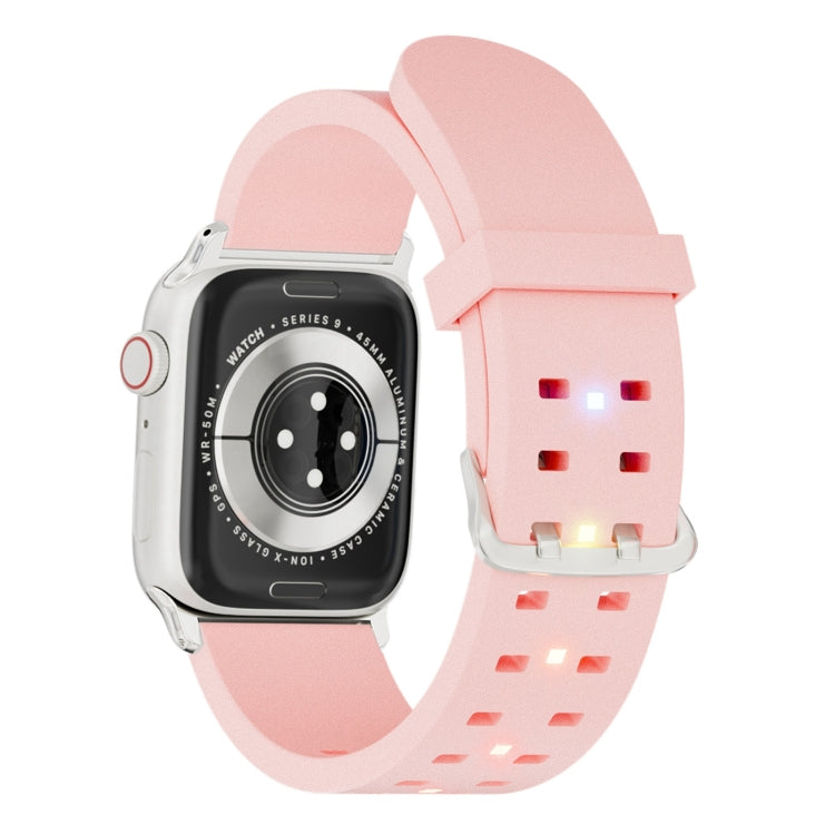 For Apple Watch Series 6 44mm Luminous Colorful Light Silicone Watch Band(Pink) - Watch Bands by buy2fix | Online Shopping UK | buy2fix