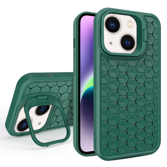 For iPhone 14 Honeycomb Radiating Lens Holder Magsafe Phone Case(Green) - iPhone 14 Cases by buy2fix | Online Shopping UK | buy2fix