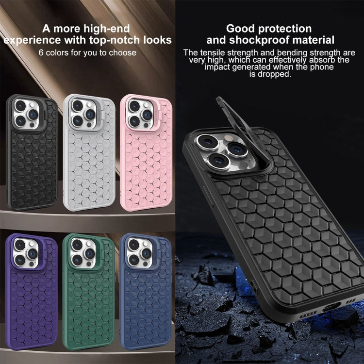 For iPhone 16 Pro Honeycomb Radiating Lens Holder Magsafe Phone Case(Purple) - iPhone 16 Pro Cases by buy2fix | Online Shopping UK | buy2fix