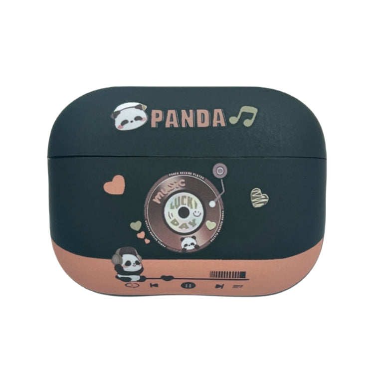 For AirPods Pro 2 Panda Records Pattern Earbuds Box Frosted TPU Case(Black) - For AirPods Pro 2 by buy2fix | Online Shopping UK | buy2fix