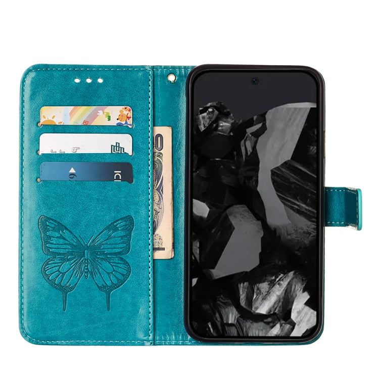 For Google Pixel 9 Pro Embossed Butterfly Leather Phone Case(Blue) - Google Cases by buy2fix | Online Shopping UK | buy2fix