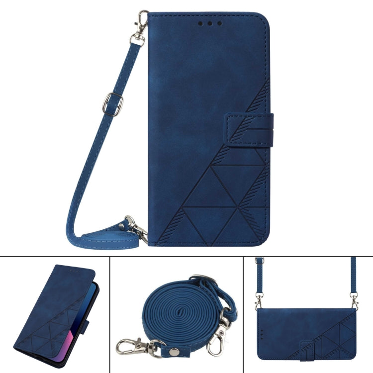 For Google Pixel 9 Pro Crossbody 3D Embossed Flip Leather Phone Case(Blue) - Google Cases by buy2fix | Online Shopping UK | buy2fix