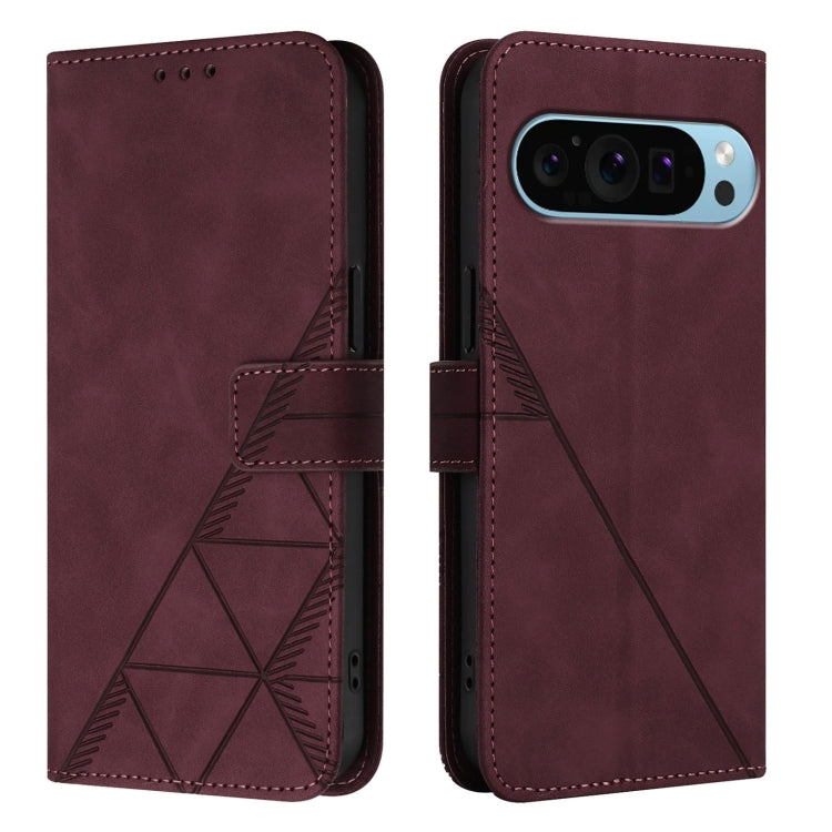 For Google Pixel 9 Pro XL Crossbody 3D Embossed Flip Leather Phone Case(Wine Red) - Google Cases by buy2fix | Online Shopping UK | buy2fix