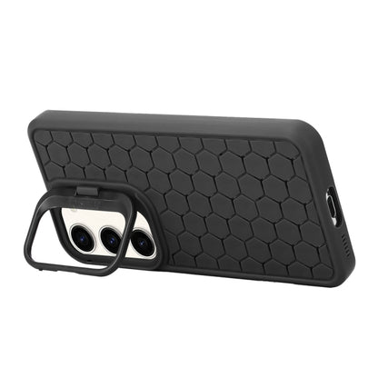 For Samsung Galaxy S24 5G Honeycomb Radiating Lens Holder Magsafe Phone Case(Black) - Galaxy S24 5G Cases by buy2fix | Online Shopping UK | buy2fix