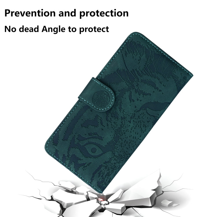 For Google Pixel 9 Pro 5G Tiger Embossing Pattern Flip Leather Phone Case(Green) - Google Cases by buy2fix | Online Shopping UK | buy2fix