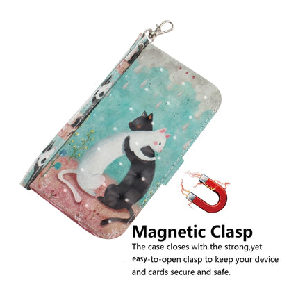 For Google Pixel 9 3D Colored Horizontal Flip Leather Phone Case(Black White Cat) - Google Cases by buy2fix | Online Shopping UK | buy2fix