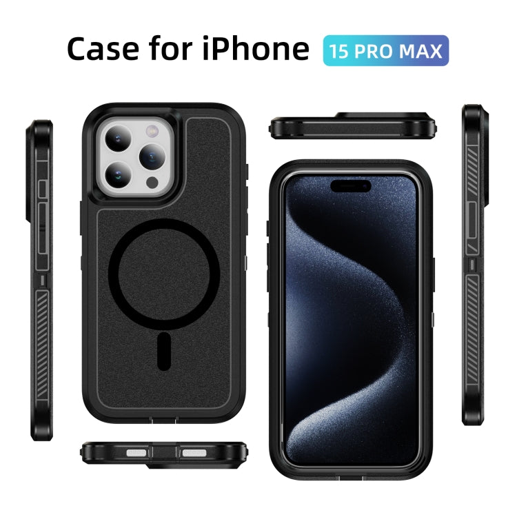 For iPhone 15 Pro Max Guard Magsafe Magnetic Ring Matte Phone Case(Black) - iPhone 15 Pro Max Cases by buy2fix | Online Shopping UK | buy2fix