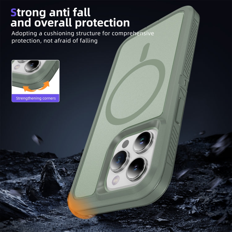 For iPhone 15 Pro Guard Magsafe Magnetic Ring Matte Phone Case(Green) - iPhone 15 Pro Cases by buy2fix | Online Shopping UK | buy2fix