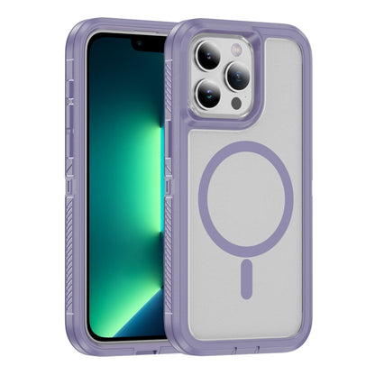 For iPhone 13 Pro Max Guard Magsafe Magnetic Ring Matte Phone Case(Light Purple) - iPhone 13 Pro Max Cases by buy2fix | Online Shopping UK | buy2fix