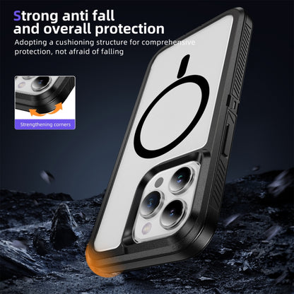 For iPhone 12 / 12 Pro Guard Magsafe Magnetic Ring Matte Phone Case(Black+Transparent) - iPhone 12 / 12 Pro Cases by buy2fix | Online Shopping UK | buy2fix