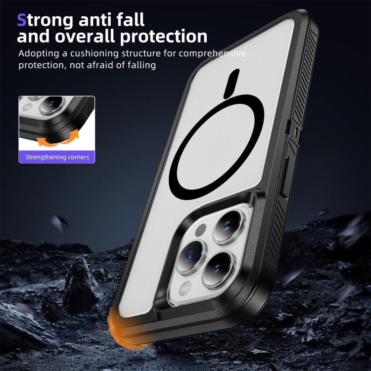 For iPhone 11 / XR Guard Magsafe Magnetic Ring Matte Phone Case(Black+Transparent) - iPhone 11 Cases by buy2fix | Online Shopping UK | buy2fix