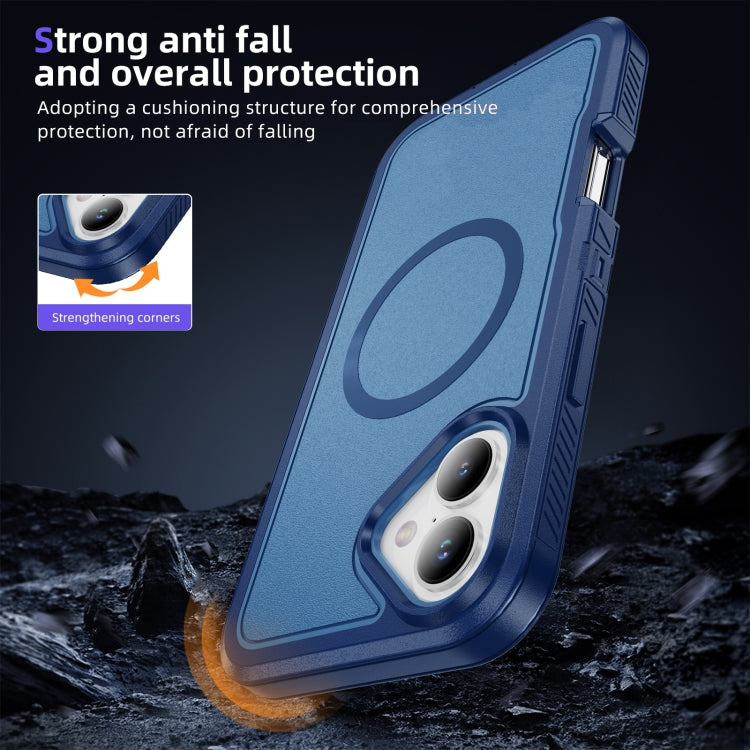 For iPhone 16 Guard Magsafe Magnetic Ring Matte Phone Case(Royal Blue) - iPhone 16 Cases by buy2fix | Online Shopping UK | buy2fix