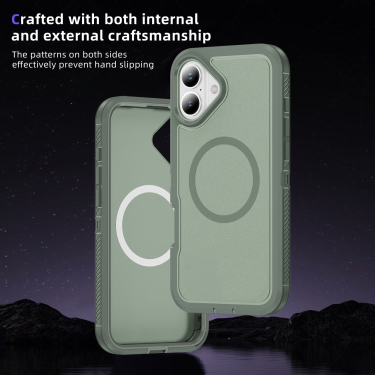 For iPhone 16 Guard Magsafe Magnetic Ring Matte Phone Case(Green) - iPhone 16 Cases by buy2fix | Online Shopping UK | buy2fix