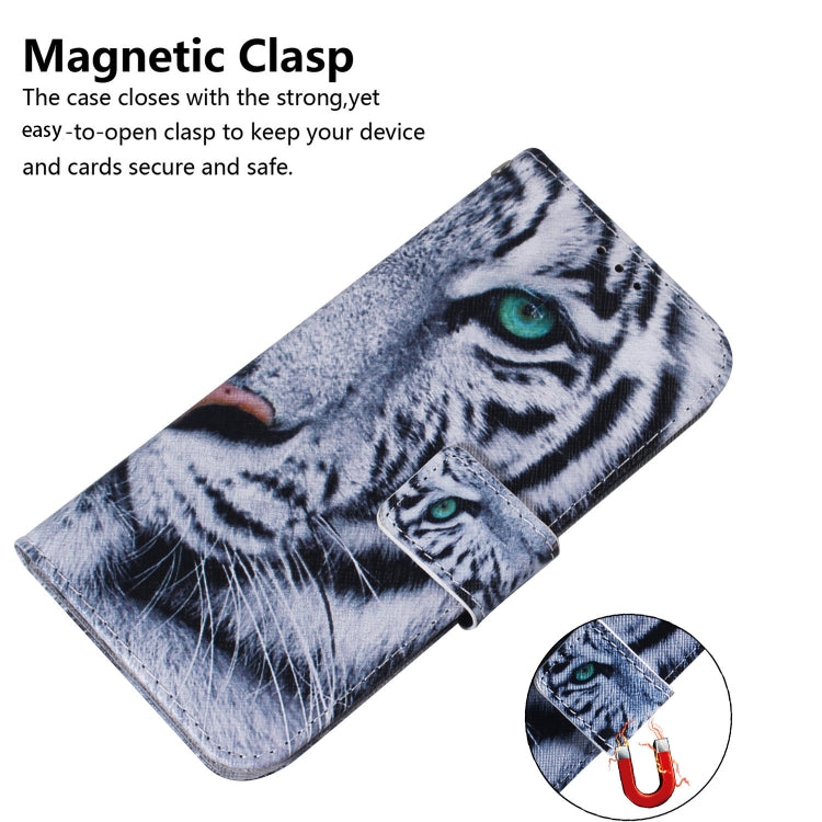 For Google Pixel 9 Coloured Drawing Flip Leather Phone Case(Tiger) - Google Cases by buy2fix | Online Shopping UK | buy2fix