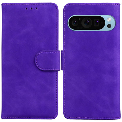 For Google Pixel 9 Pro Skin Feel Pure Color Flip Leather Phone Case(Purple) - Google Cases by buy2fix | Online Shopping UK | buy2fix