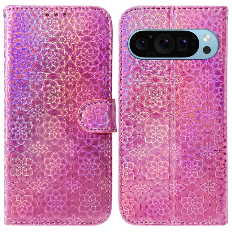 For Google Pixel 9 Colorful Magnetic Buckle Leather Phone Case(Pink) - Google Cases by buy2fix | Online Shopping UK | buy2fix