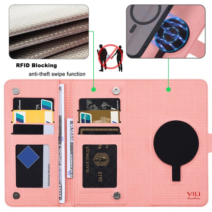 For iPhone 15 ViLi GHA Series Shockproof MagSafe RFID Leather Attraction Horizontal Flip Phone Case(Pink) - iPhone 15 Cases by ViLi | Online Shopping UK | buy2fix