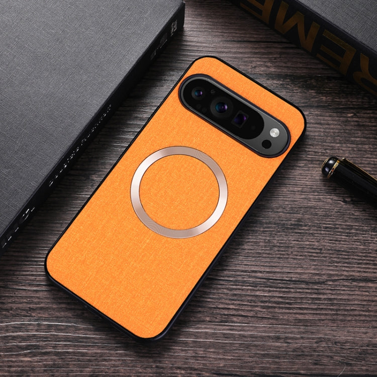 For Google Pixel 9 Pro CD Magnetic Ring Cloth Texture PU Phone Case(Orange) - Google Cases by buy2fix | Online Shopping UK | buy2fix