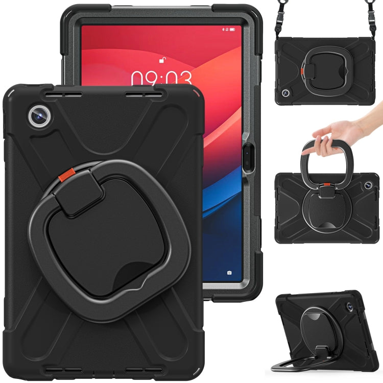 For Lenovo Tab M11 /Xiaomi Pad 11 2024 Silicone Hybrid PC Tablet Case with Holder & Shoulder Strap(Black) - Lenovo by buy2fix | Online Shopping UK | buy2fix