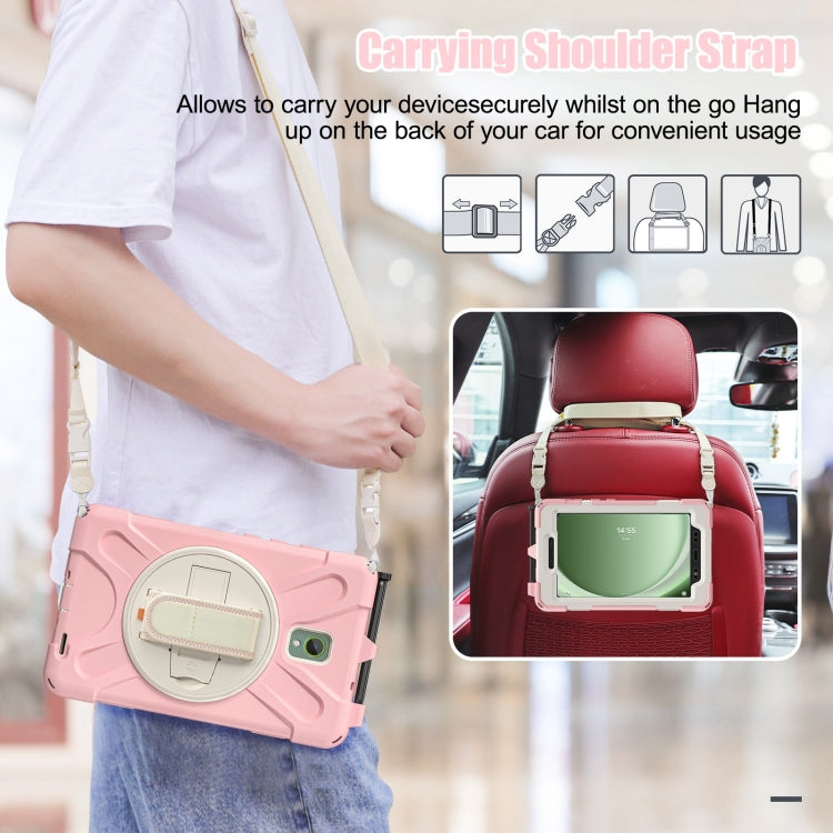 For Samsung Galaxy Tab Active5 X300 Rotary Grip Silicone Hybrid PC Tablet Case with Shoulder Strap(Pink) - Other Galaxy Tab PC by buy2fix | Online Shopping UK | buy2fix