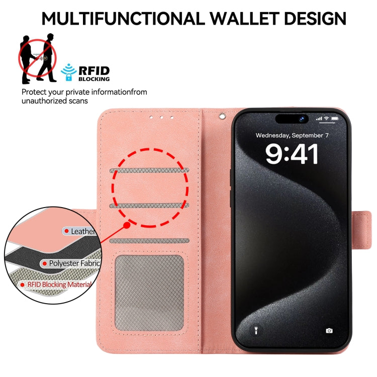 For iPhone 16 Pro Max ABEEL Frosted Magnetic RFID Leather Phone Case(Pink) - iPhone 16 Pro Max Cases by buy2fix | Online Shopping UK | buy2fix