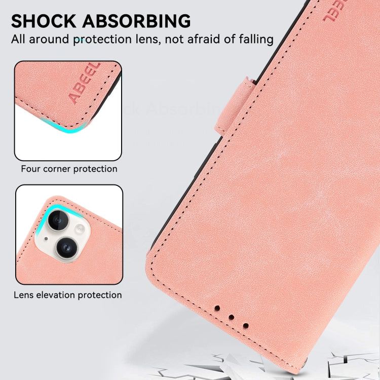 For iPhone 16 Pro Max ABEEL Frosted Magnetic RFID Leather Phone Case(Pink) - iPhone 16 Pro Max Cases by buy2fix | Online Shopping UK | buy2fix