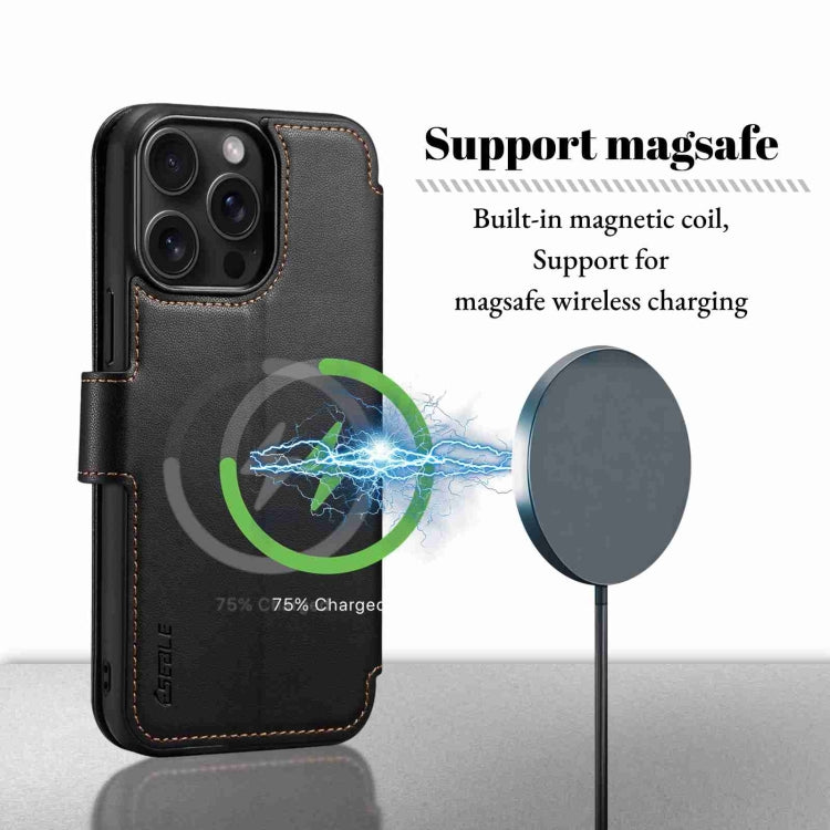 For iPhone 15 Pro Max ESEBLE E1 Nappa Texture MagSafe Holder Leather Phone Case(Black) - iPhone 15 Pro Max Cases by ESEBLE | Online Shopping UK | buy2fix