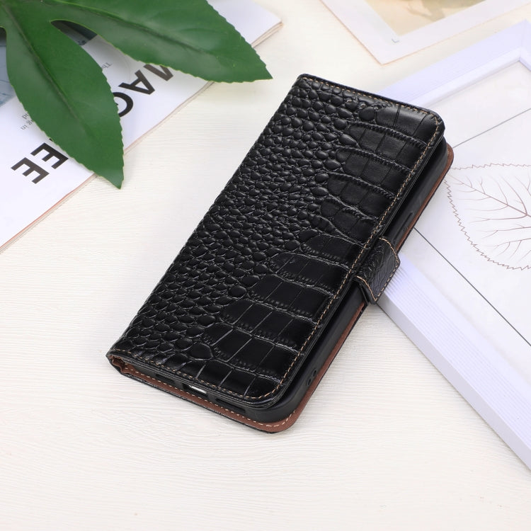 For Google Pixel 9 Crocodile Top Layer Cowhide Leather Phone Case(Black) - Google Cases by buy2fix | Online Shopping UK | buy2fix