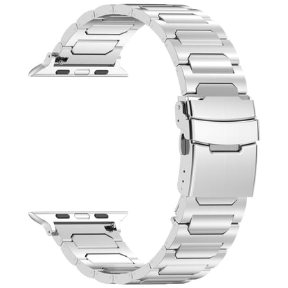 For Apple Watch Series 7 45mm I-Shaped Titanium Metal Watch Band(Mirror Silver) - Watch Bands by buy2fix | Online Shopping UK | buy2fix