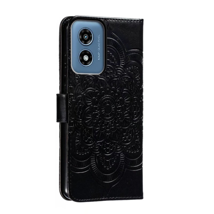 For Motorola Moto G Play 2024 Sun Mandala Embossing Pattern Phone Leather Case(Black) - Motorola Cases by buy2fix | Online Shopping UK | buy2fix