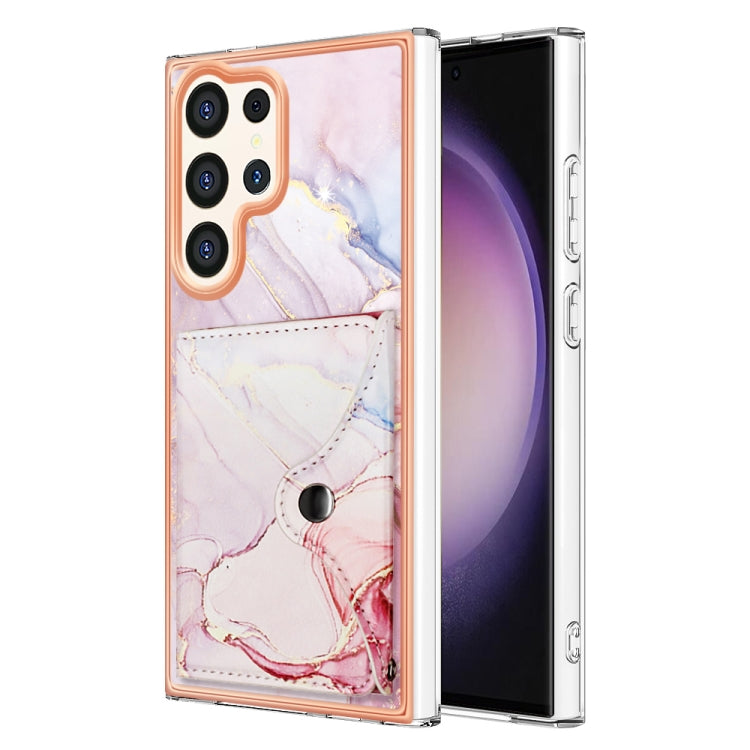 For Samsung Galaxy S23 Ultra 5G Marble Pattern IMD Card Slot Phone Case(Rose Gold) - Galaxy S23 Ultra 5G Cases by buy2fix | Online Shopping UK | buy2fix