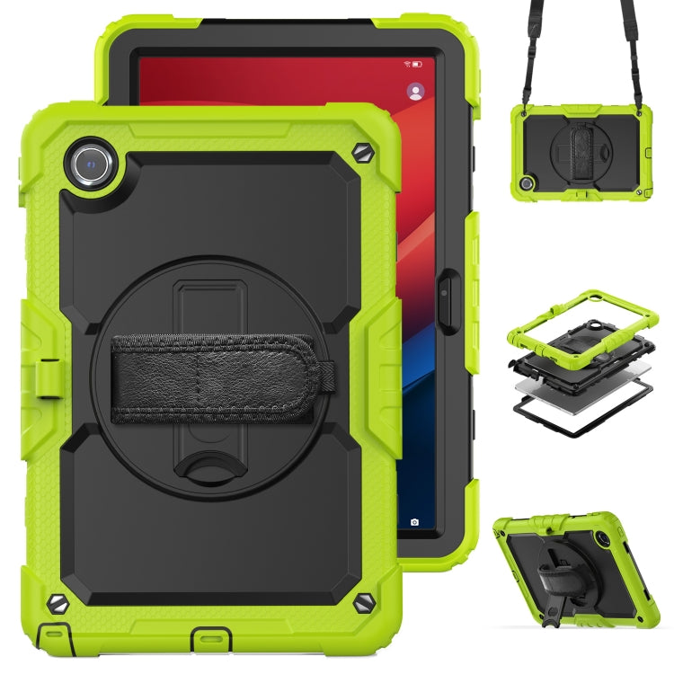 For Lenovo Tab M11 /Xiaoxin Pad 2024 Silicone Hybrid PC Tablet Case with Shoulder Strap(Yellow Green Black) - Lenovo by buy2fix | Online Shopping UK | buy2fix